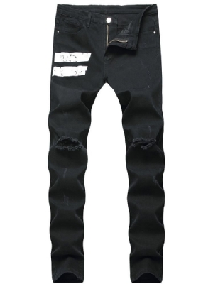 Patchwork Color Block Mens Ripped Jeans
