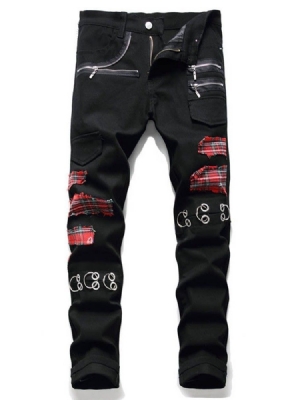 Patchwork Xadrez Xadrez Reto Masculino Com Zíper Europeu