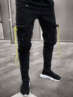 Pencil Pants Hole European Homens Jeans