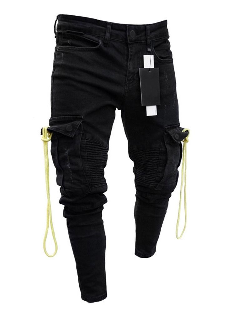 Pencil Pants Hole European Homens Jeans