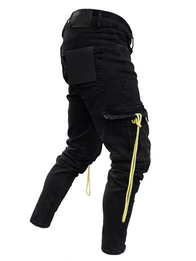 Pencil Pants Hole European Homens Jeans