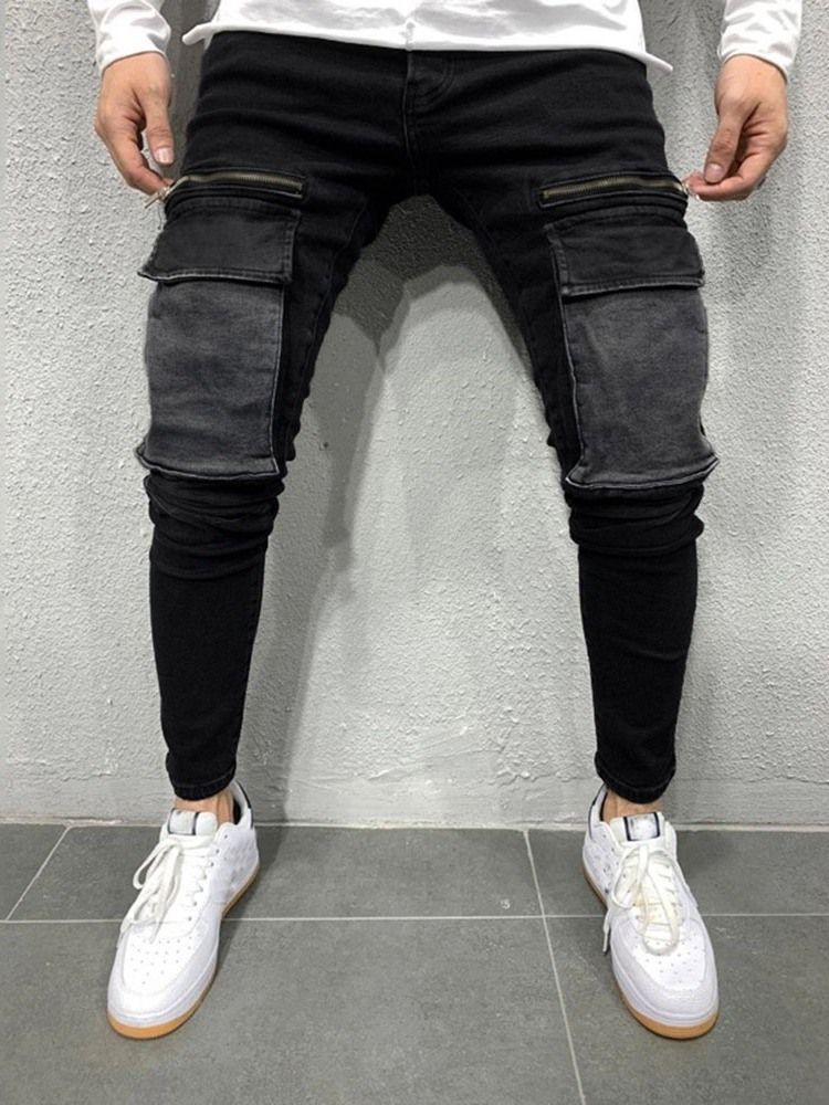 Pencil Pants Zipper European Homens Jeans