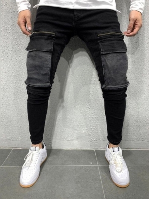 Pencil Pants Zipper European Homens Jeans