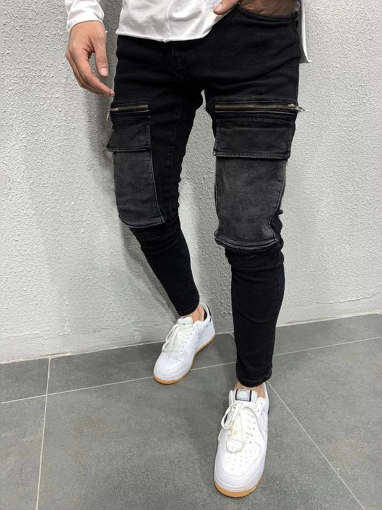 Pencil Pants Zipper European Homens Jeans