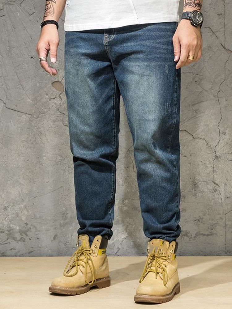 Pocket Color Block Zipper Jeans Masculino