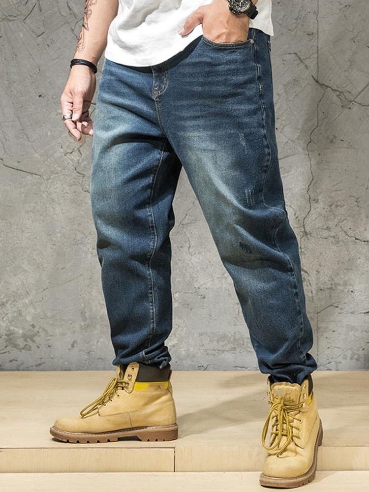 Pocket Color Block Zipper Jeans Masculino