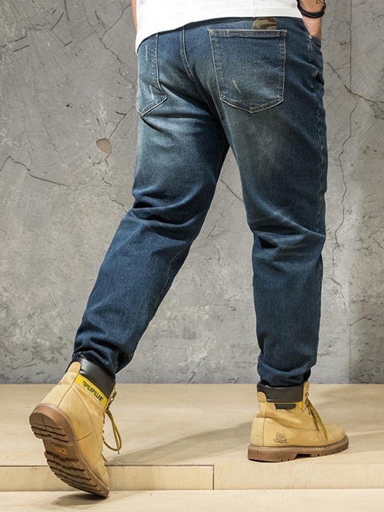 Pocket Color Block Zipper Jeans Masculino