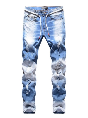 Pocket Gradient Straight Casual Zipper Masculino Jeans