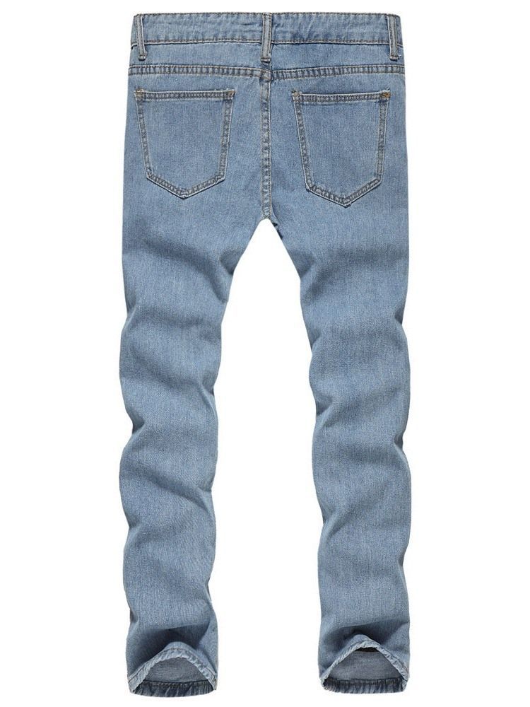 Respingos De Tinta Masculina Color Block Straight Zipper European Jeans