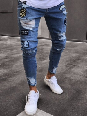 Roupas Masculinas Jeans Skinny Rasgados Azuis