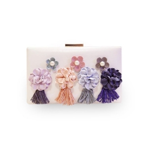 Clutch Floral Strass Beads Decoração