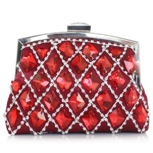 Clutch De Noite De Strass Xadrez Geométrico Nobre