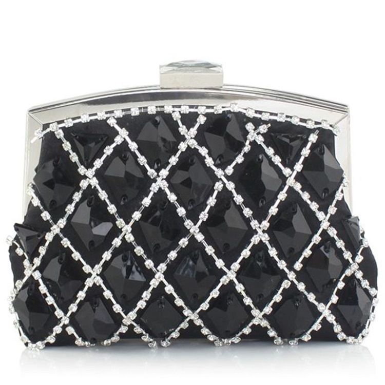 Clutch De Noite De Strass Xadrez Geométrico Nobre