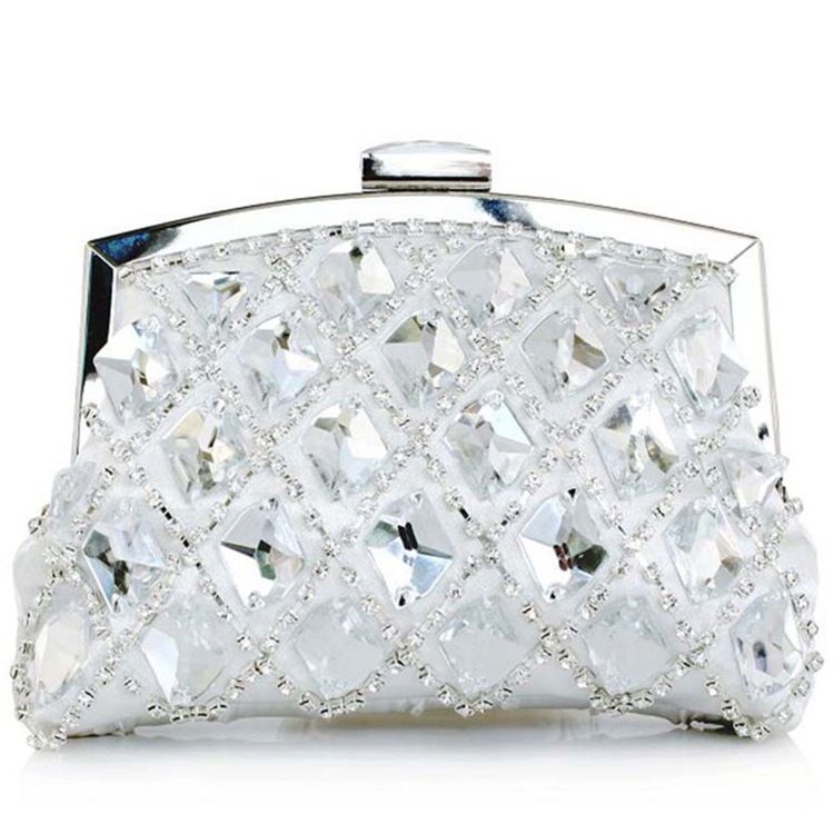 Clutch De Noite De Strass Xadrez Geométrico Nobre