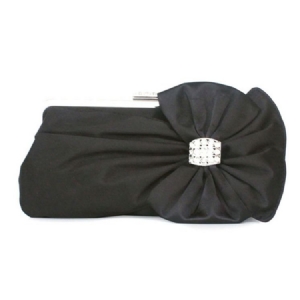 Embreagem De Adorno De Strass De Seda Bowknot