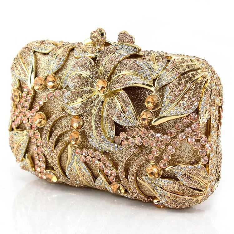 Embreagem Em Relevo De Strass Estilo Luxuoso
