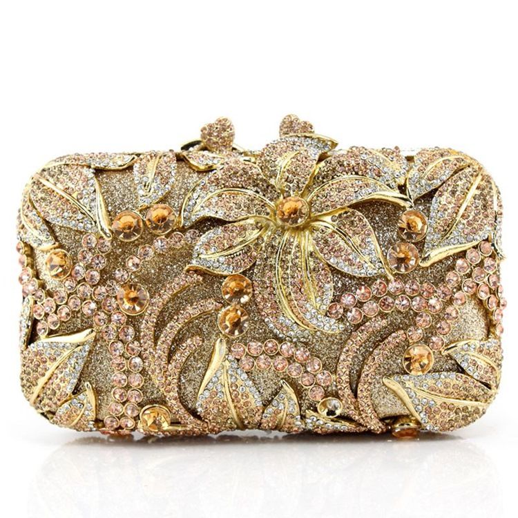 Embreagem Em Relevo De Strass Estilo Luxuoso