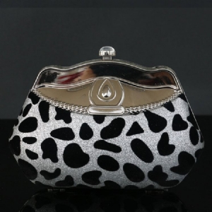 Embreagem Leopardo De Strass Em Forma De Concha