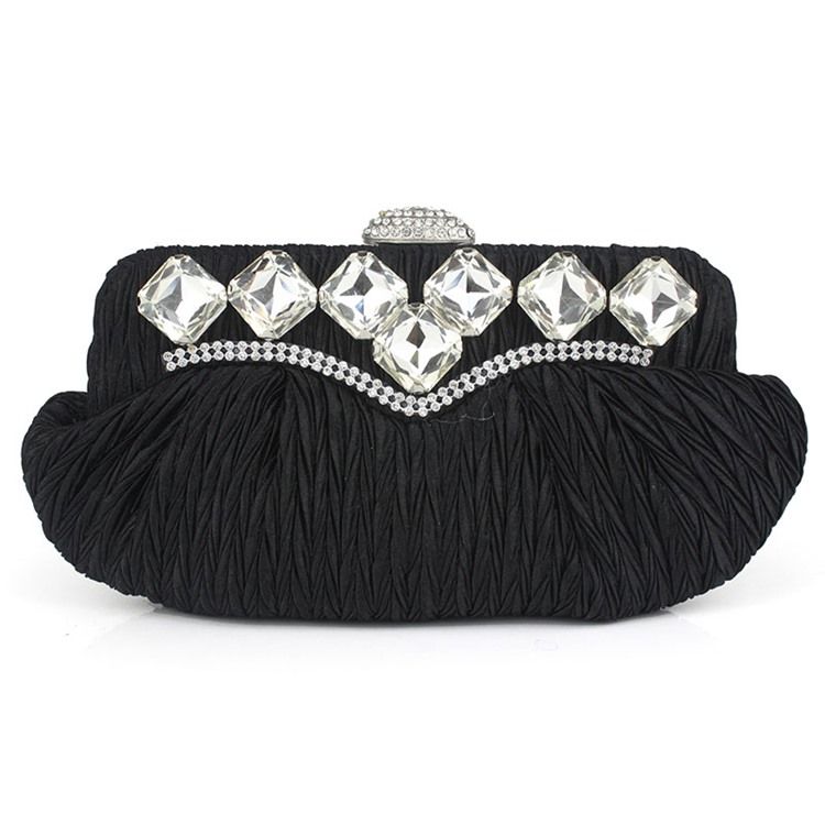 Embreagem Noturna Para Adorno De Strass Plissado