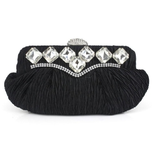 Embreagem Noturna Para Adorno De Strass Plissado