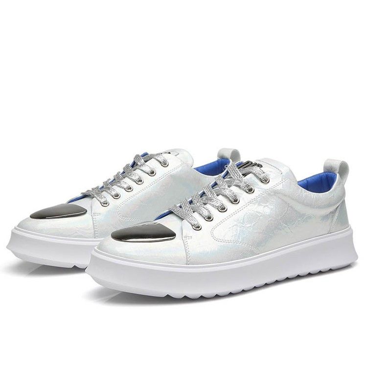 Patchwork Lace-up Decotado Superior Redondo Toe Sapatos De Skate Masculino