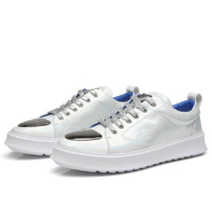 Patchwork Lace-up Decotado Superior Redondo Toe Sapatos De Skate Masculino