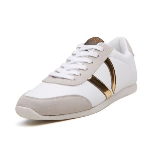 Pu Color Block Lace-up Tênis Casual Masculino