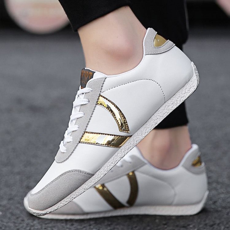 Pu Color Block Lace-up Tênis Casual Masculino