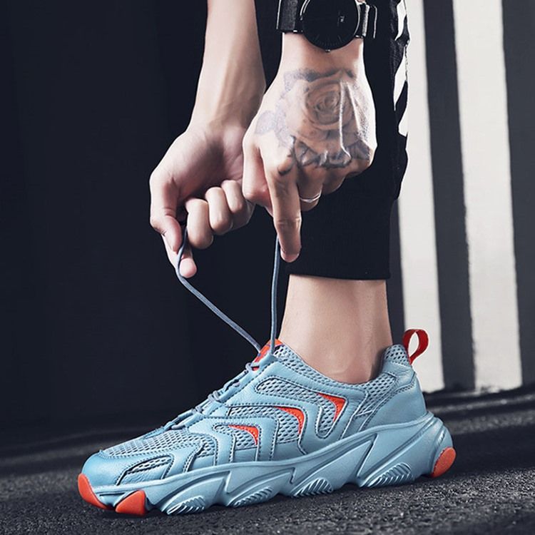 Pu Color Block Toe Round-up Tênis Masculino