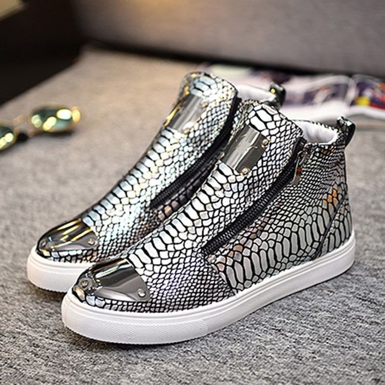 Sapatilhas De Corte Alto Masculino Sequin Serpentine Zipper