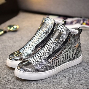 Sapatilhas De Corte Alto Masculino Sequin Serpentine Zipper