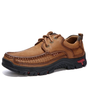 Sapatos De Caminhada Masculinos Com Biqueira Quadrada Com Cordões