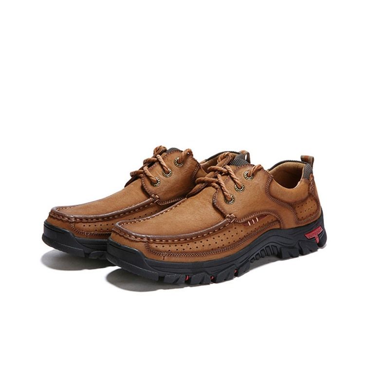 Sapatos De Caminhada Masculinos Com Biqueira Quadrada Com Cordões