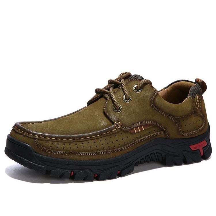 Sapatos De Caminhada Masculinos Com Biqueira Quadrada Com Cordões