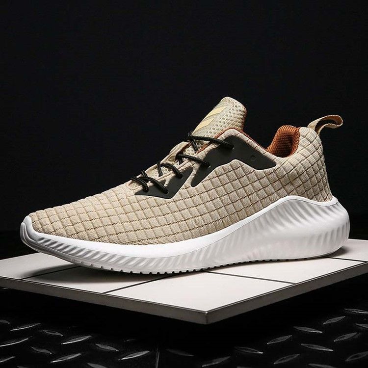 Tênis De Ar Livre Masculino Flyknit Color Block Lace-up