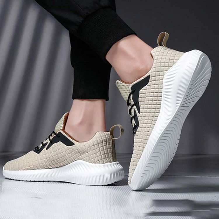 Tênis De Ar Livre Masculino Flyknit Color Block Lace-up
