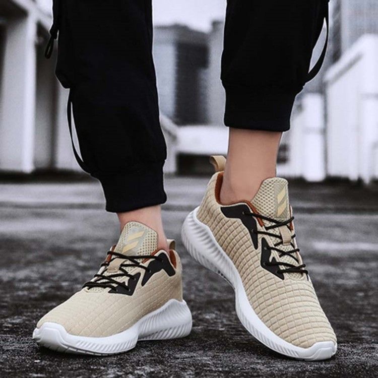 Tênis De Ar Livre Masculino Flyknit Color Block Lace-up