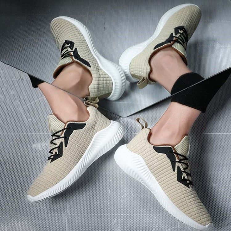 Tênis De Ar Livre Masculino Flyknit Color Block Lace-up