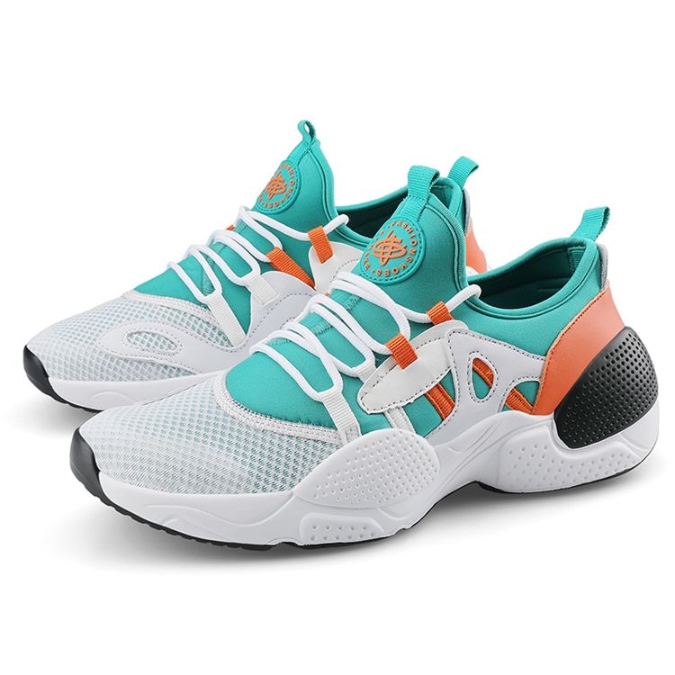 Tênis De Corrida De Malha Masculina Com Cadarço Colorido