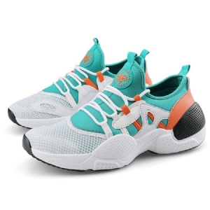 Tênis De Corrida De Malha Masculina Com Cadarço Colorido