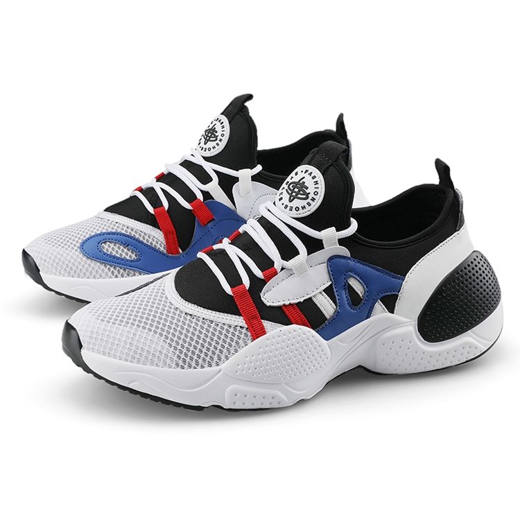 Tênis De Corrida De Malha Masculina Com Cadarço Colorido