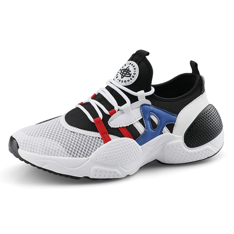 Tênis De Corrida De Malha Masculina Com Cadarço Colorido