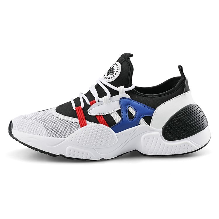 Tênis De Corrida De Malha Masculina Com Cadarço Colorido
