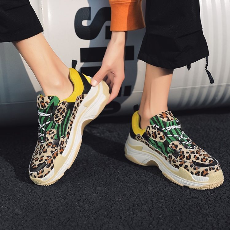 Tênis Masculino Com Estampa De Leopardo Decotado Superior Com Cordões