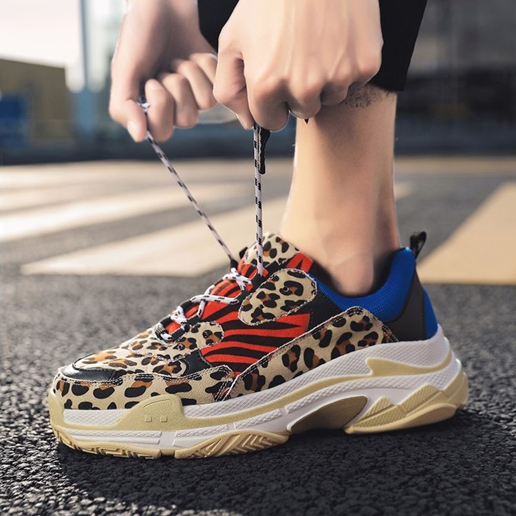 Tênis Masculino Com Estampa De Leopardo Decotado Superior Com Cordões