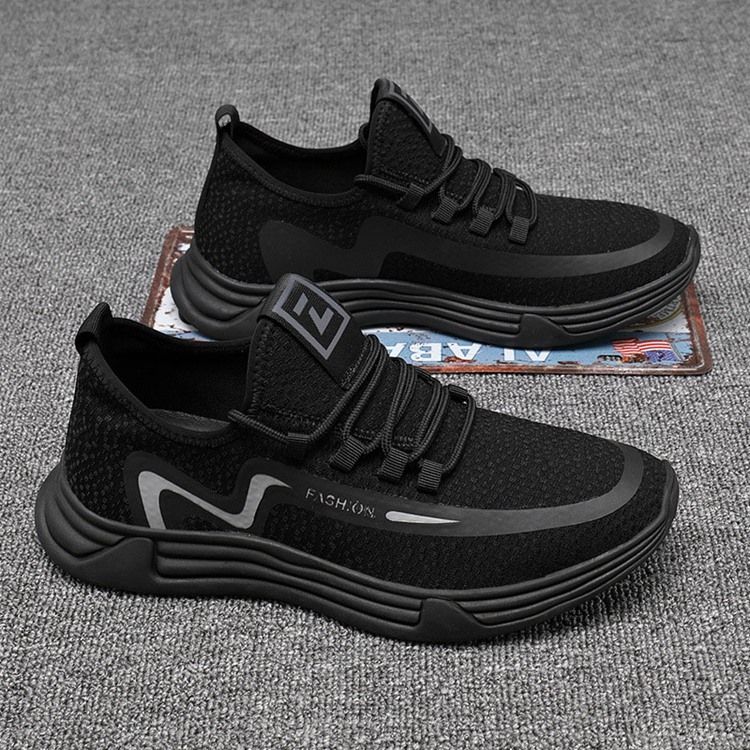 Tênis Masculino Flyknit Color Block Decotado Na Parte Superior Com Cordões