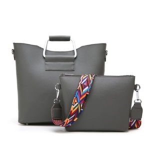Bolsa Casual Balde De Cor Sólida (2 Bolsas)