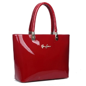 Bolsa De Couro Envernizado Brilhante Estilo Ol