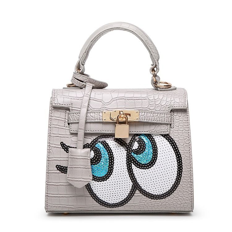 Bolsa Feminina Com Padrão De Desenho Animado Em Relevo Croco