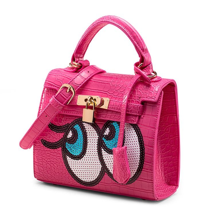 Bolsa Feminina Com Padrão De Desenho Animado Em Relevo Croco